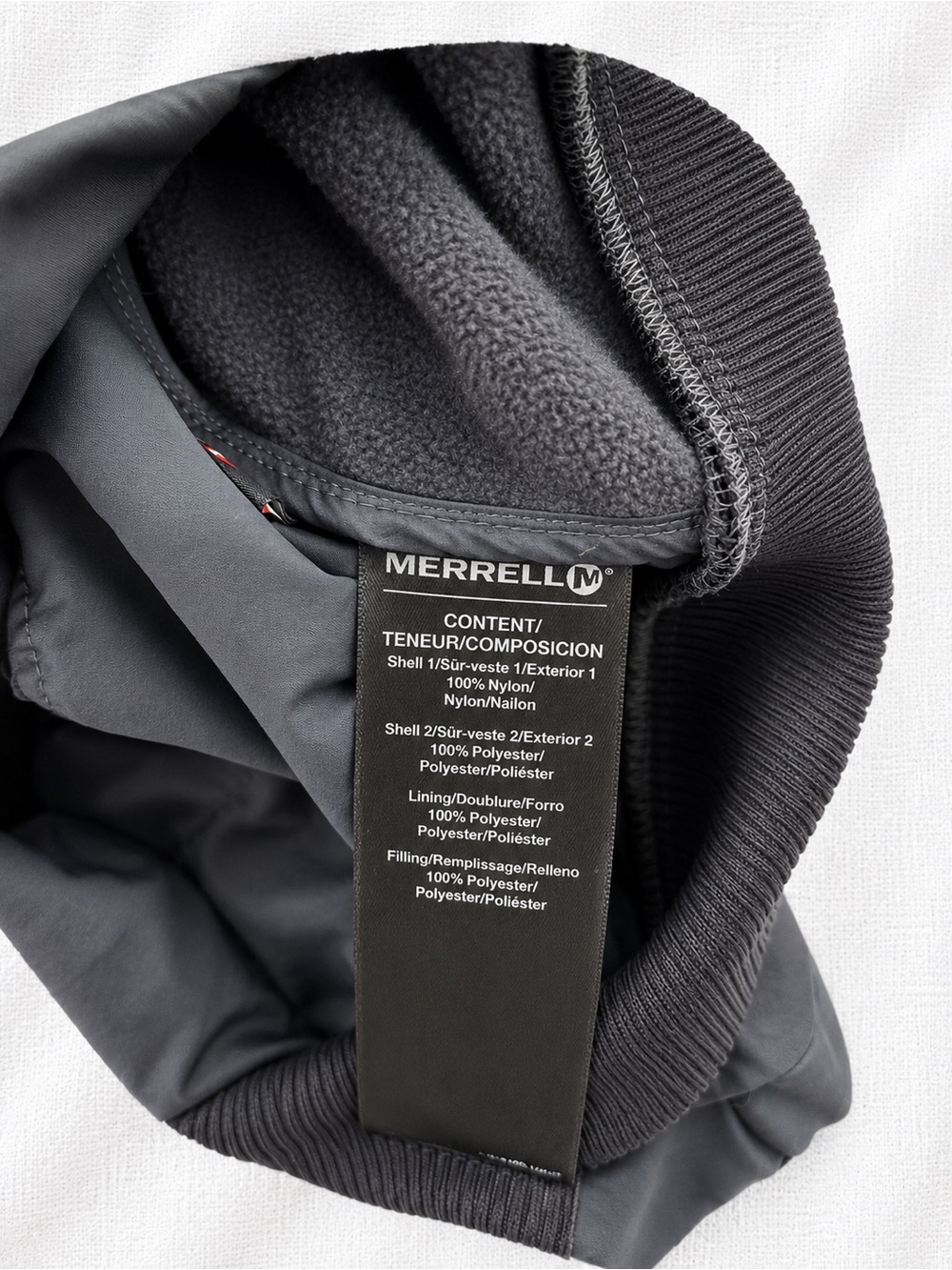Merrell Women's Gray and Black Quilted Hybrid Hooded Jacket - Picture 4 of 5